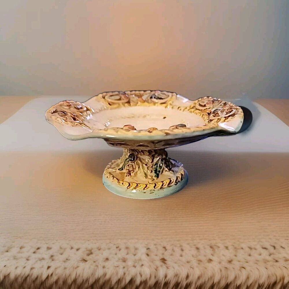 Antique Capodimonte Style Porcelain Italy Dresser Candy Nut Dish Read - Picture 3 of 13